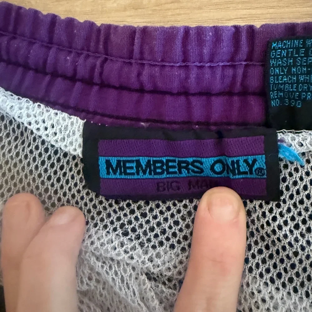 Members Only Vintage Black Purple Swim Trunks Mesh Lined Big Man 3X Mens‎ Shorts
